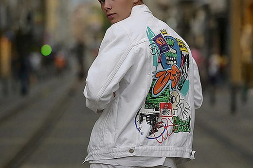 Style boy in white denim jacket