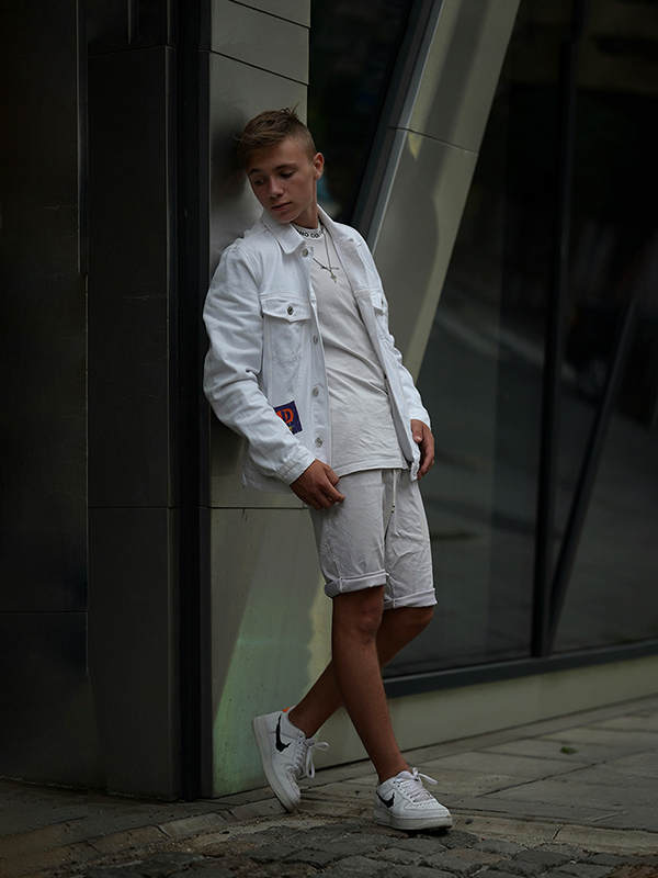 Style model in white clothes